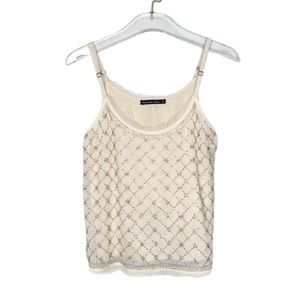 Abercrombie and Fitch Beaded Sheer Cream Tank Top